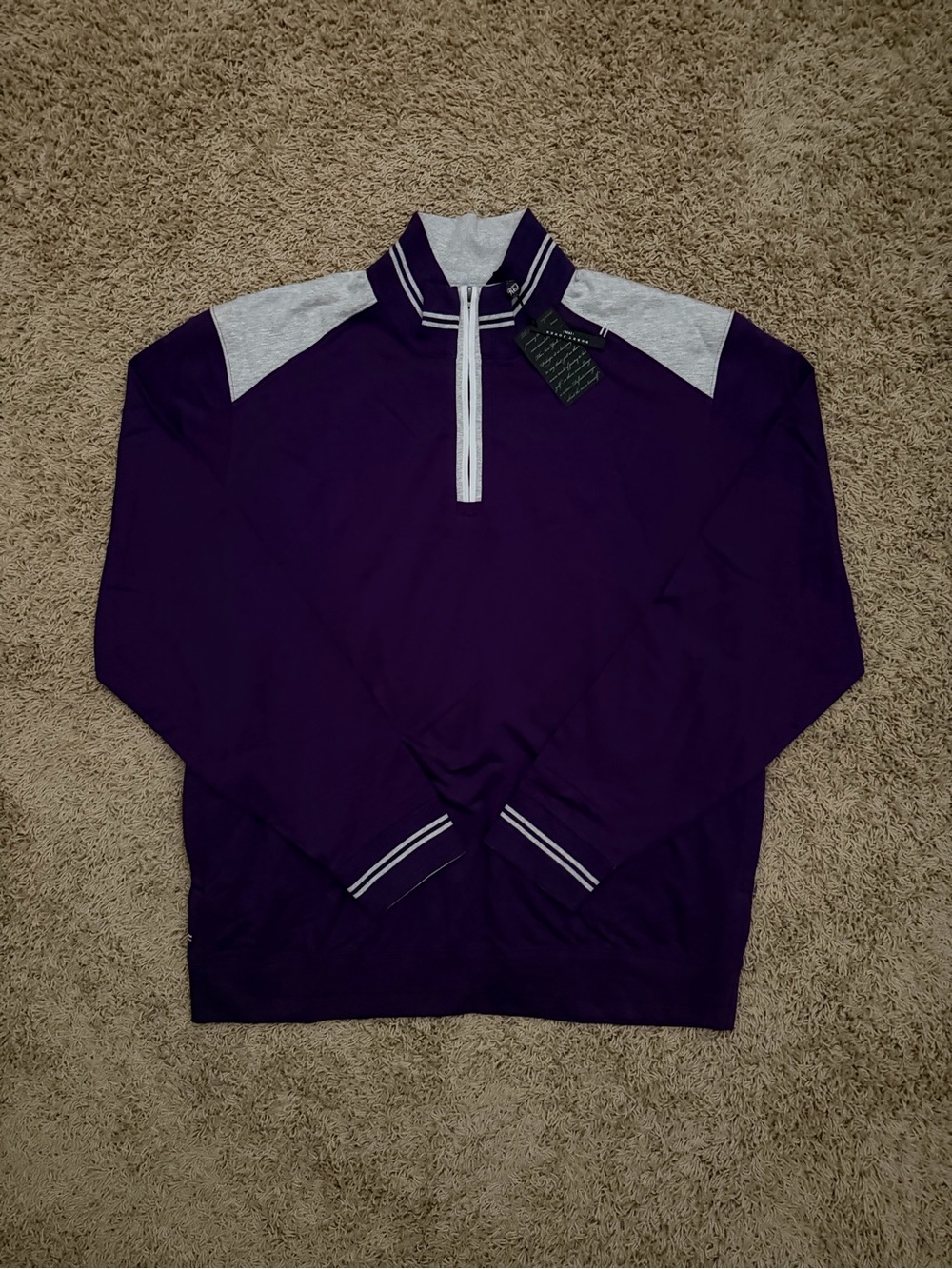 NEW Bobby Jones Quarter Zip Pullover Sweater Mens 2XL Purple Pima Cotton Golf